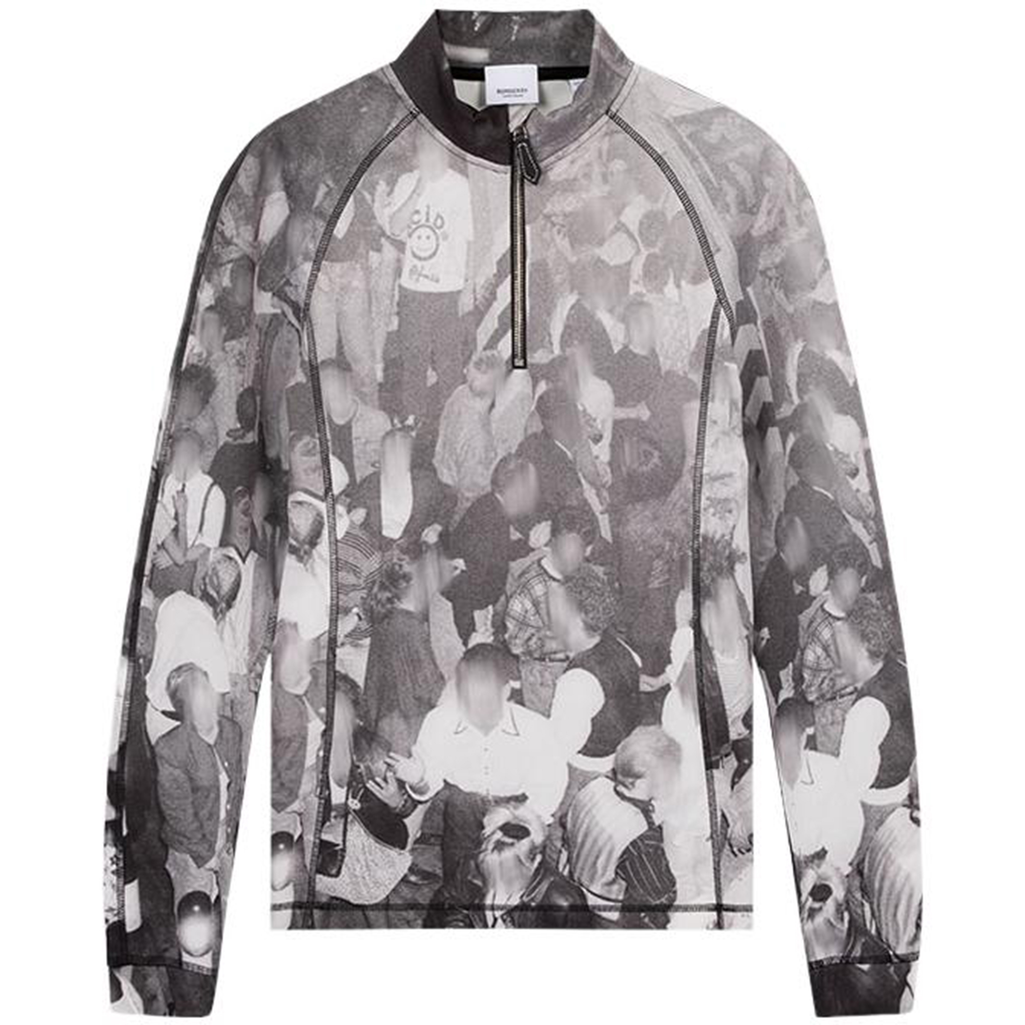 Burberry Gray Half-Zip Pullover Sweatshirt with Allover Graphic Print 45596671