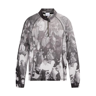 Burberry Gray Half-Zip Pullover Sweatshirt with Allover Graphic Print 45596671