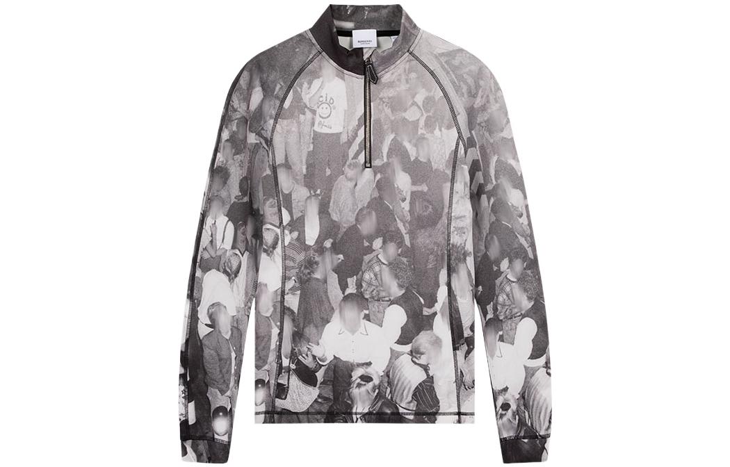 Order Sudadera Burberry Gris Media Cremallera con Estampado Gráfico Integral 45596671