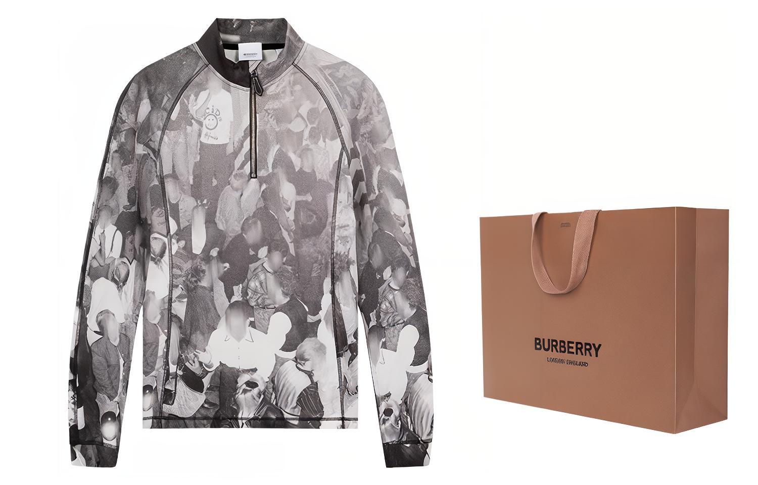 Sizing Sudadera Burberry Gris Media Cremallera con Estampado Gráfico Integral 45596671