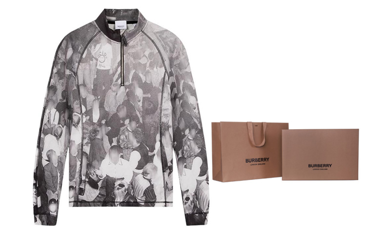 Cheap Sudadera Burberry Gris Media Cremallera con Estampado Gráfico Integral 45596671