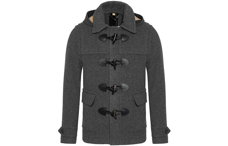 Order Burberry 灰色短款連帽可拆卸達夫大衣 80086481