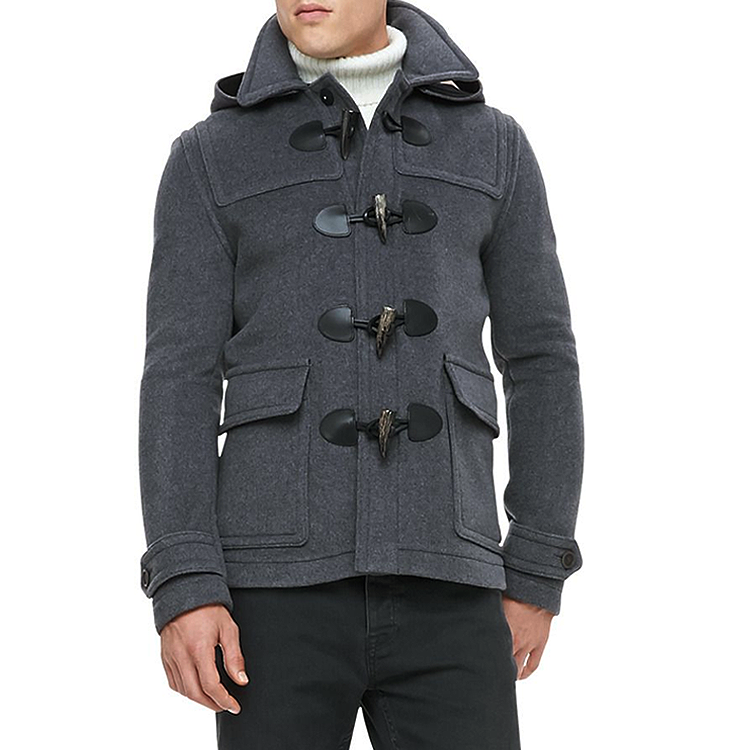 Purchase Burberry 灰色短款連帽可拆卸達夫大衣 80086481