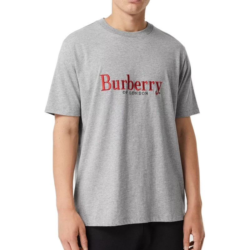 Burberry Gray Straight-Cut T-Shirt with Letter Print 80078291 圖 4