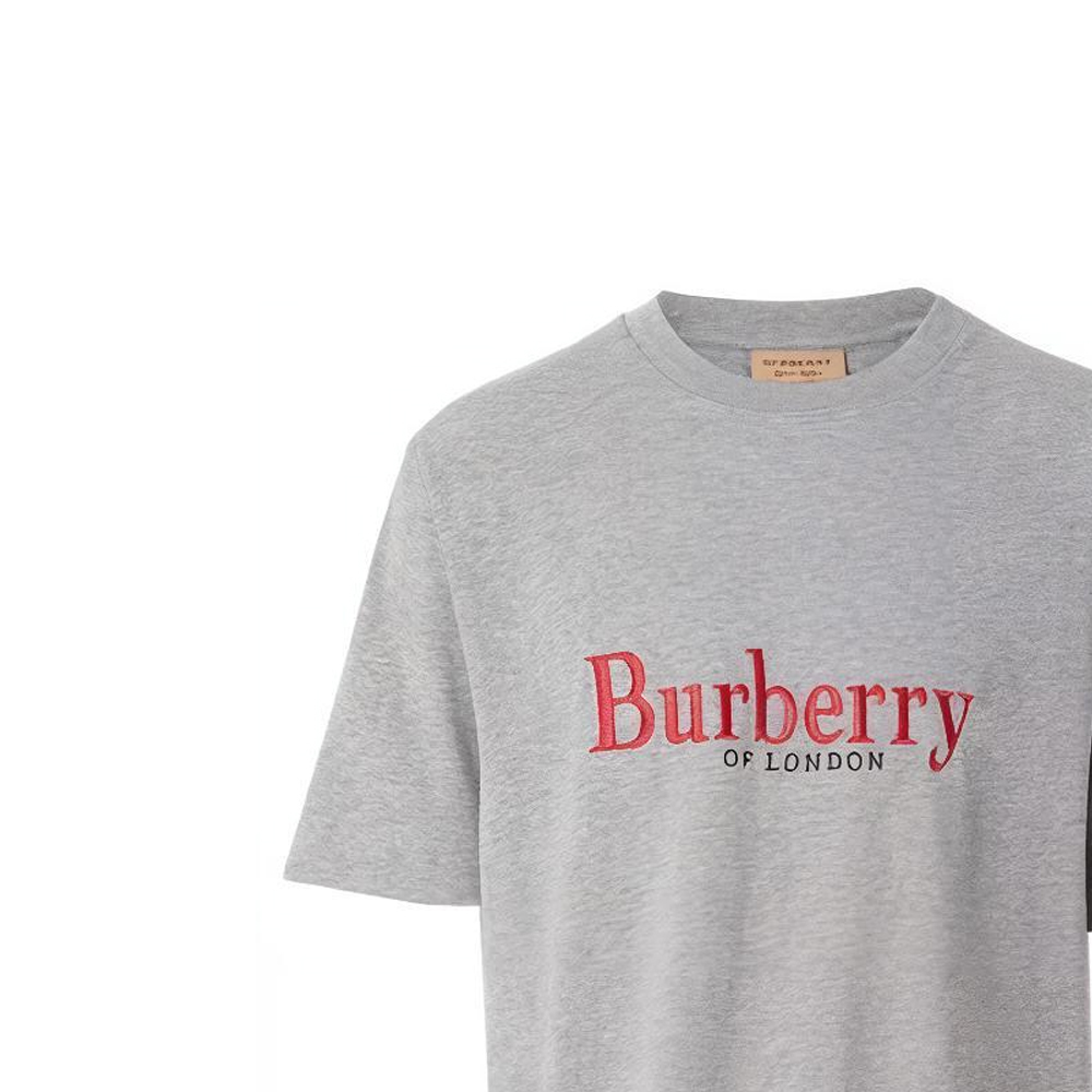 Burberry Gray Straight-Cut T-Shirt with Letter Print 80078291 圖 6