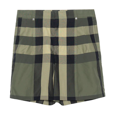 Burberry Green Check Logo Loose-fit Casual Shorts. 80427811