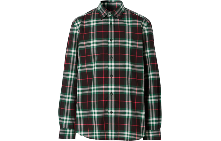 Burberry Green Check Poplin Shirt with Pearl Buttons 80237741 圖 2