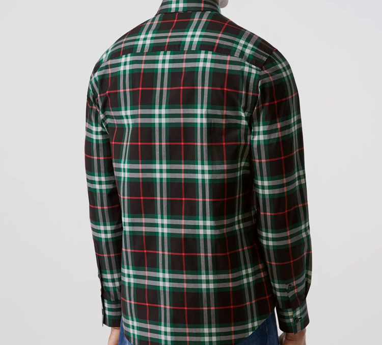 Burberry Green Check Poplin Shirt with Pearl Buttons 80237741 圖 5