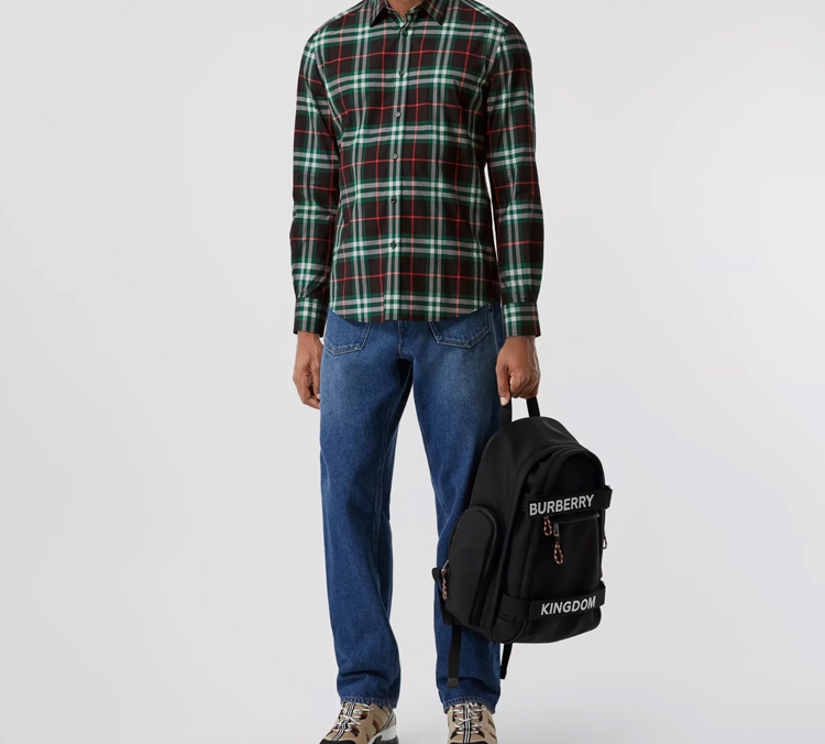 Burberry Green Check Poplin Shirt with Pearl Buttons 80237741 圖 6