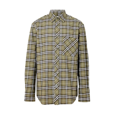 Burberry Green Checkered Long Sleeve Shirt 80175631