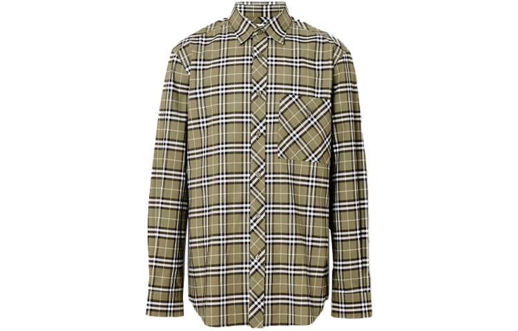 Order Kemeja Lengan Panjang Kotak-Kotak Hijau Burberry 80175631