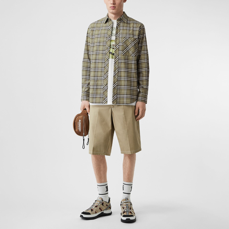 Lookbook Kemeja Lengan Panjang Kotak-Kotak Hijau Burberry 80175631