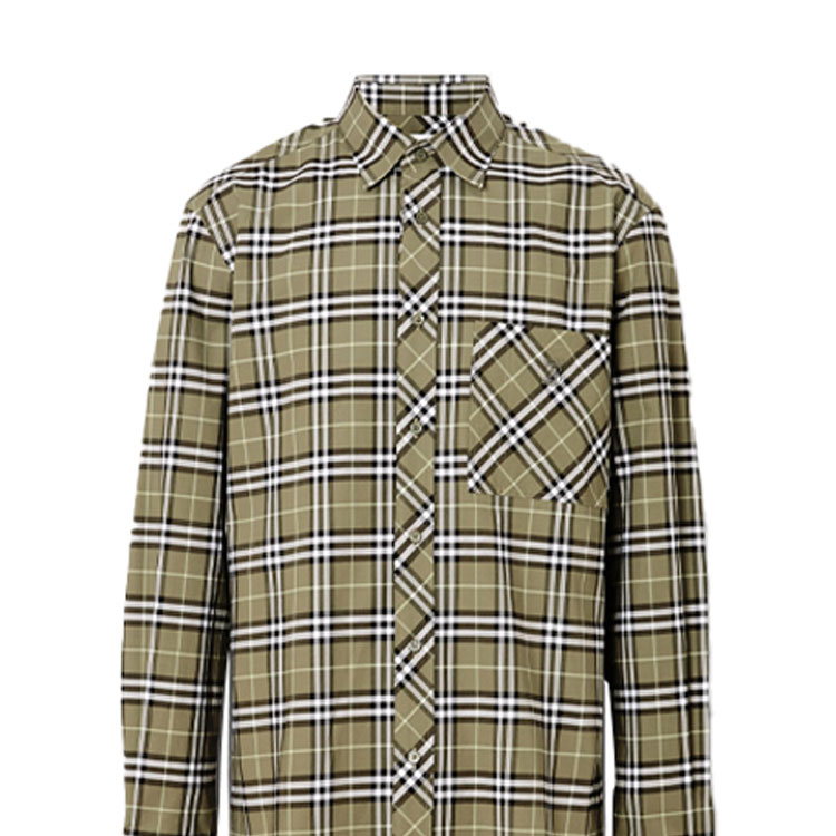 Details for Kemeja Lengan Panjang Kotak-Kotak Hijau Burberry 80175631