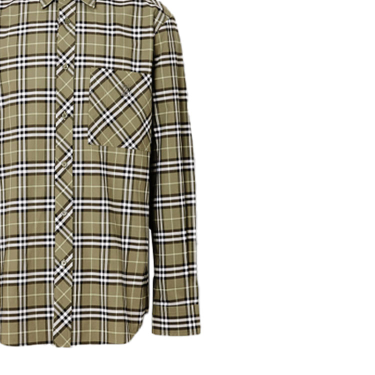 Sizing Kemeja Lengan Panjang Kotak-Kotak Hijau Burberry 80175631