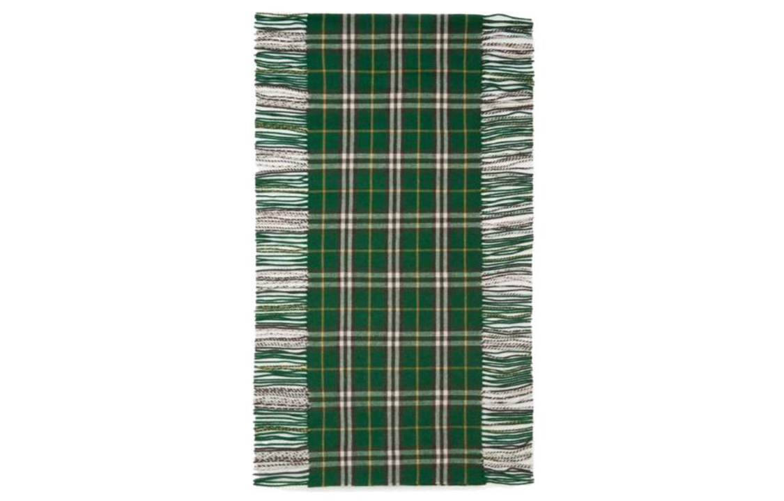 Burberry Green Fringe Wool Scarf Unisex Couple Style 80799931