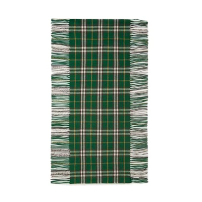 Burberry Green Fringe Wool Scarf Unisex Couple Style 80799931