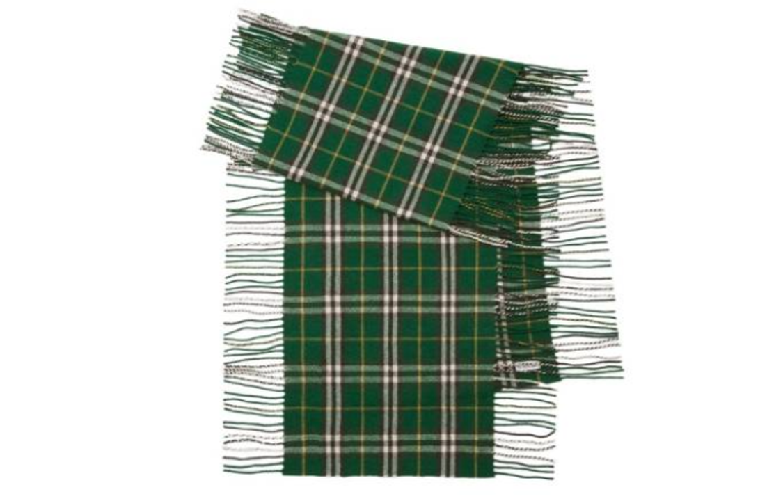Burberry Green Fringe Wool Scarf Unisex Couple Style 80799931 圖 3
