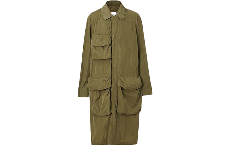 Burberry Green Lightweight Trench Coat with Multiple Pockets 80151441