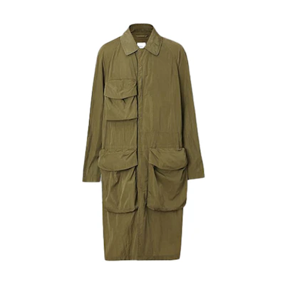 Burberry Green Lightweight Trench Coat with Multiple Pockets 80151441