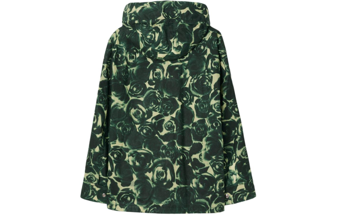 Lookbook 巴宝莉绿色玫瑰装饰可拆卸帽休闲夹克 80818981