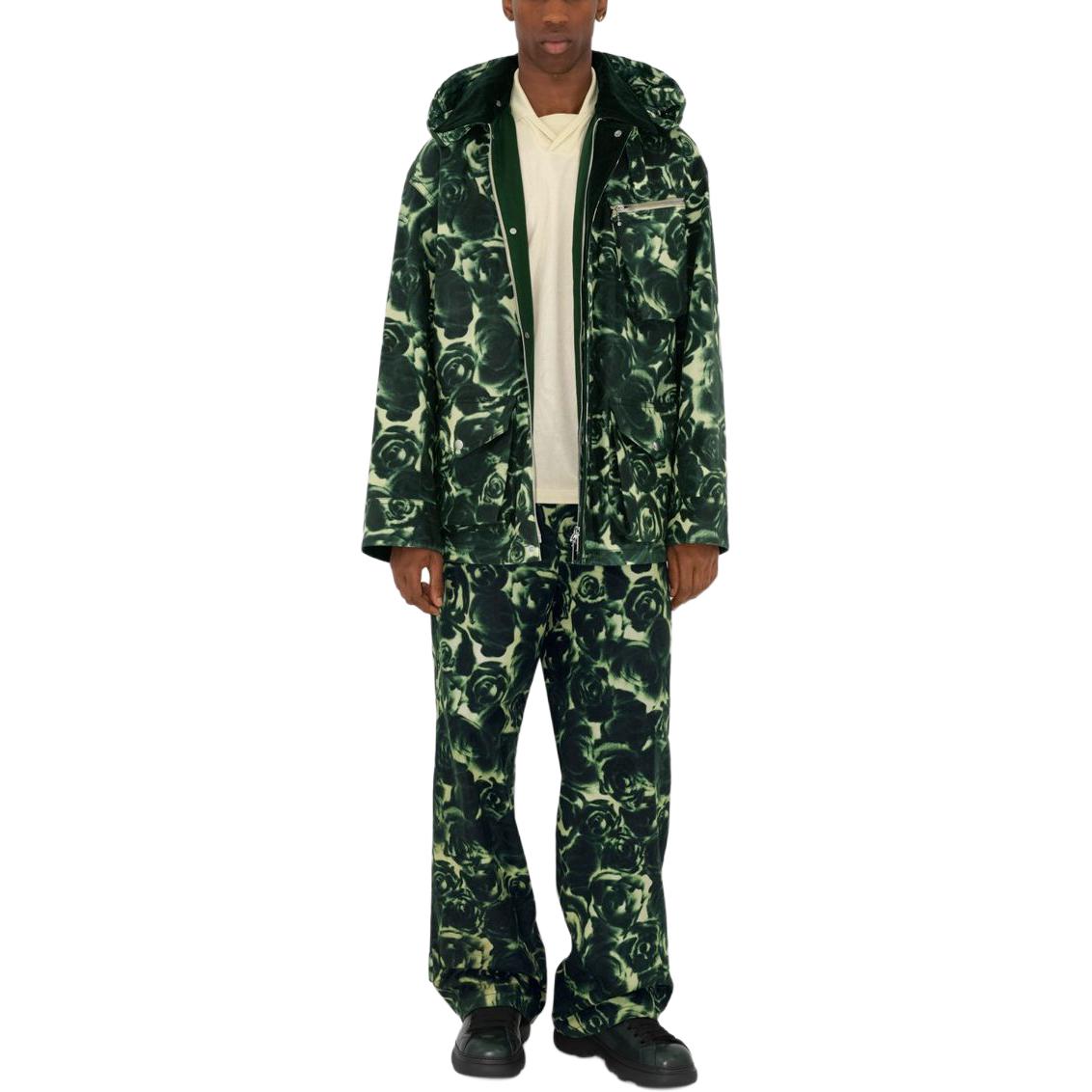 Shop 巴宝莉绿色玫瑰装饰可拆卸帽休闲夹克 80818981