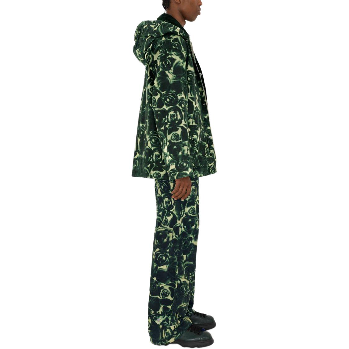 Details for 巴宝莉绿色玫瑰装饰可拆卸帽休闲夹克 80818981