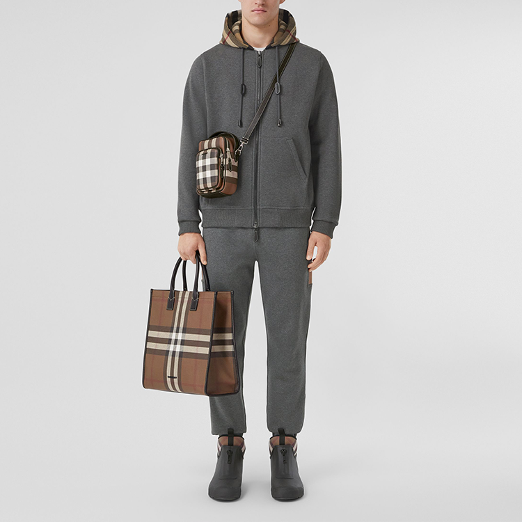 Burberry Grey Check Print Hoodie Jacket Mixed Blend Sweatshirt 80480271 圖 5