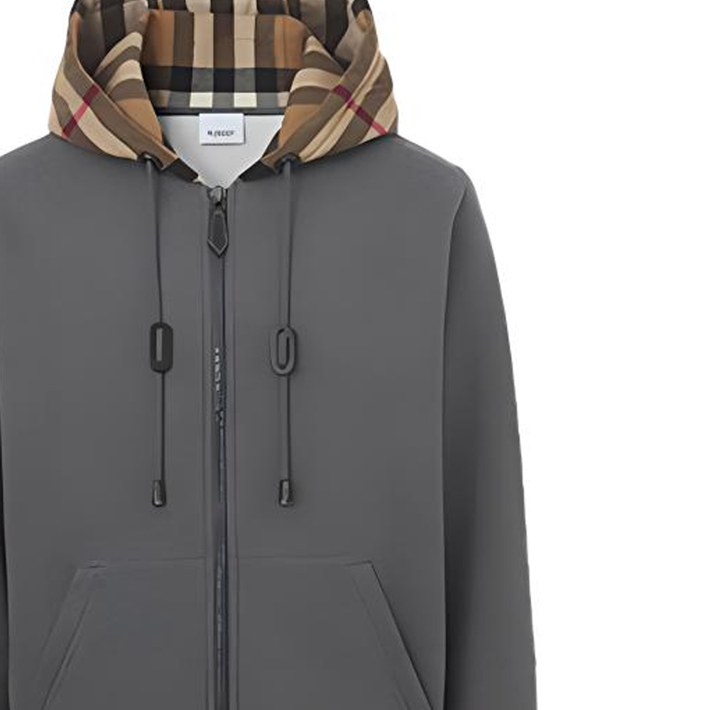 Burberry Grey Check Print Hoodie Jacket Mixed Blend Sweatshirt 80480271 圖 9