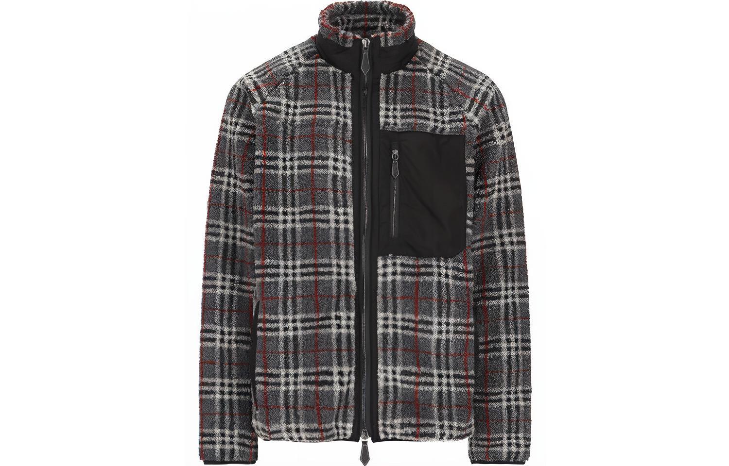 Burberry Grey Check Zip-Up Fleece Casual Jacket 80455361