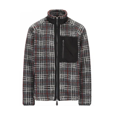 Burberry Grey Check Zip-Up Fleece Casual Jacket 80455361