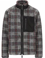 Order Burberry Jaket Fleece Kasual Abu-Abu Motif Kotak dengan Resleting 80455361