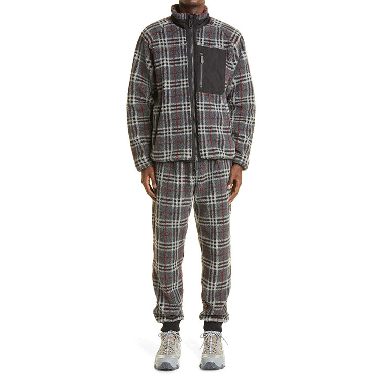 Burberry Grey Check Zip-Up Fleece Casual Jacket 80455361 圖 4