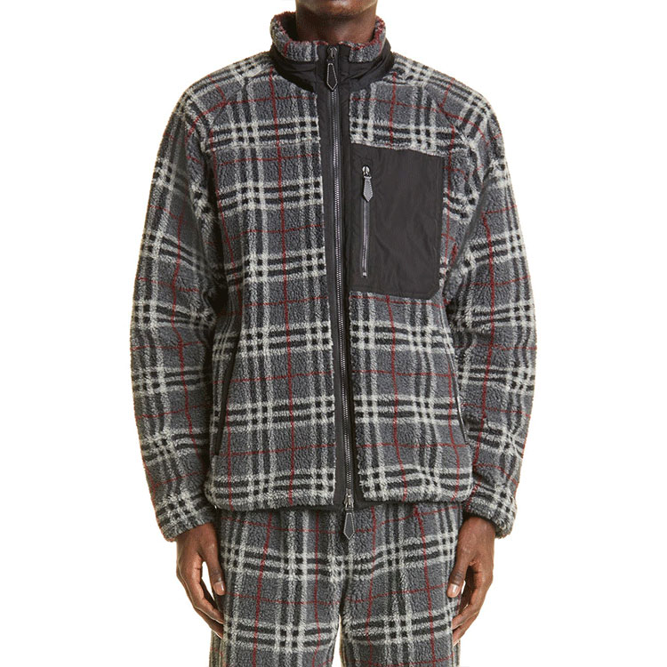 Burberry Grey Check Zip-Up Fleece Casual Jacket 80455361 圖 5