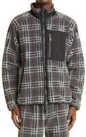 Purchase Burberry Jaket Fleece Kasual Abu-Abu Motif Kotak dengan Resleting 80455361