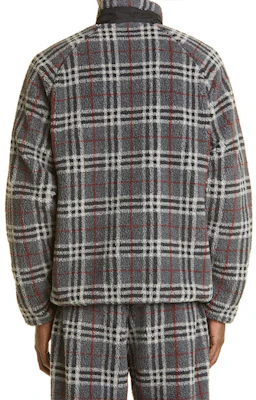 Burberry Jaket Fleece Kasual Abu-Abu Motif Kotak dengan Resleting 80455361 Details for Burberry Jaket Fleece Kasual Abu-Abu Motif Kotak dengan Resleting 80455361