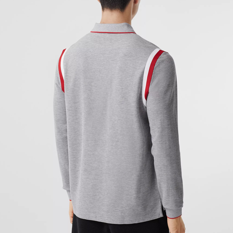 Burberry Grey Intarsia Logo Long Sleeve Polo Shirt 80354161 圖 4