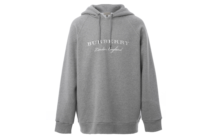 Burberry Grey Letter Logo Hoodie Unisex Couples Style 80265261