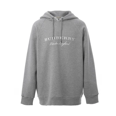 Burberry Grey Letter Logo Hoodie Unisex Couples Style 80265261