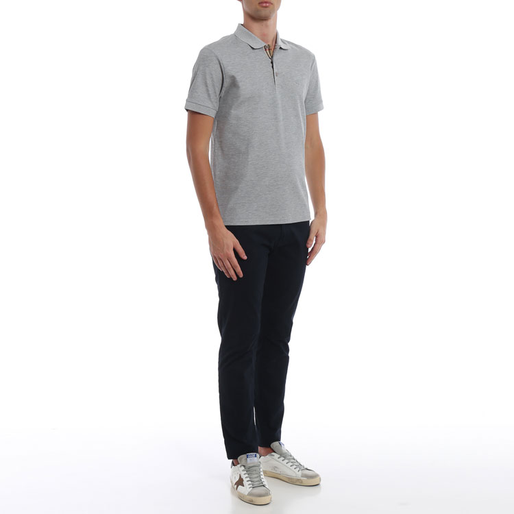 Burberry Grey Logo Embroidered Casual Polo Shirt 80045821 圖 4