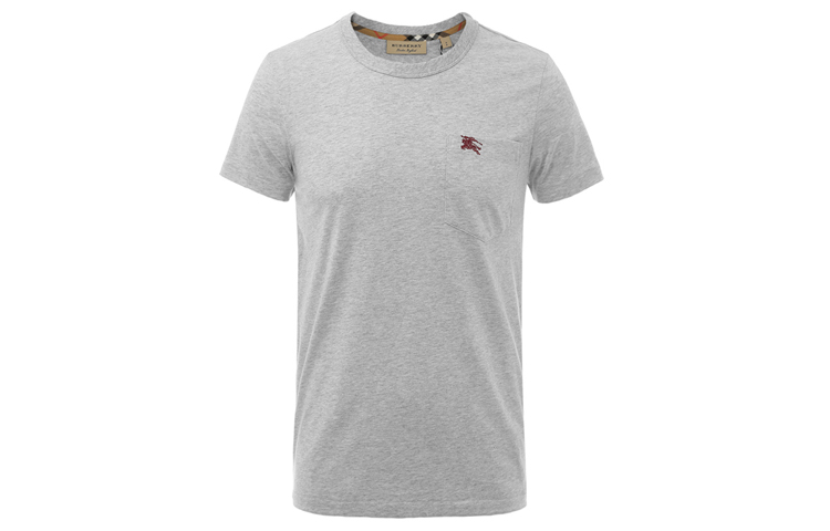 Burberry Grey Logo Embroidered Crew Neck T-Shirt 80277211