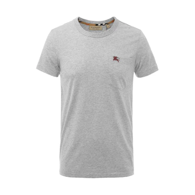 Burberry Grey Logo Embroidered Crew Neck T-Shirt 80277211