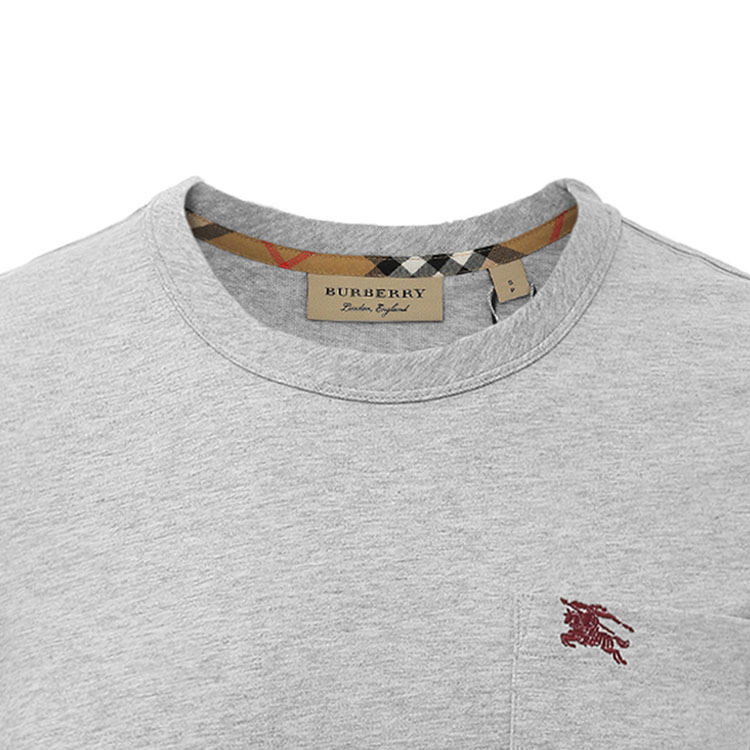 Burberry Grey Logo Embroidered Crew Neck T-Shirt 80277211 圖 4