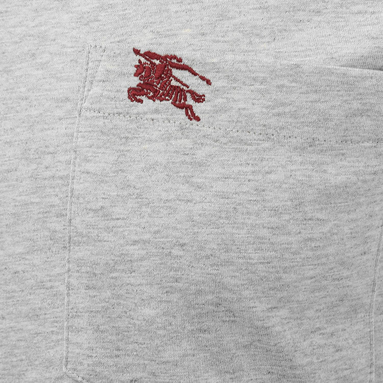 Burberry Grey Logo Embroidered Crew Neck T-Shirt 80277211 圖 5
