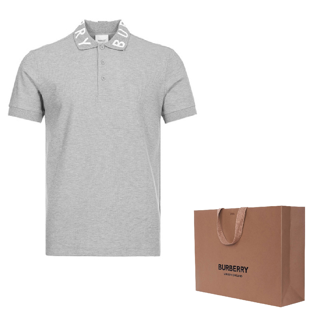Shop Burberry Baju Polo Kelabu Logo 80135011