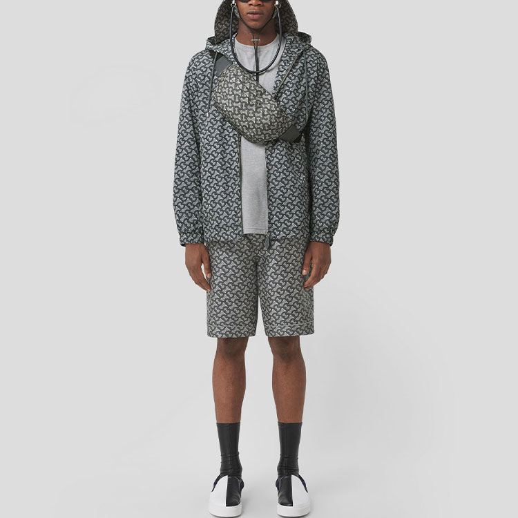 Burberry Grey Logo Print Loose Fit Hooded Jacket 80488191 圖 3