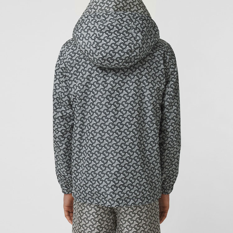 Burberry Grey Logo Print Loose Fit Hooded Jacket 80488191 圖 5