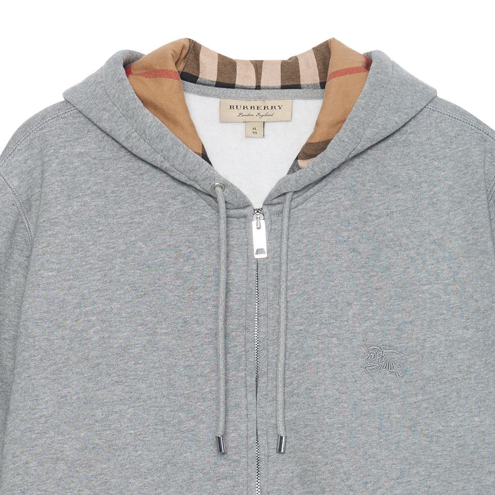 Sizing Burberry 灰色 Logo 印花拉鍊連帽外套 40155601