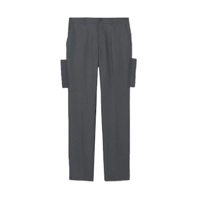 Burberry Grey Mid-Waist Straight-Leg Casual Pants with Button Details 80454721