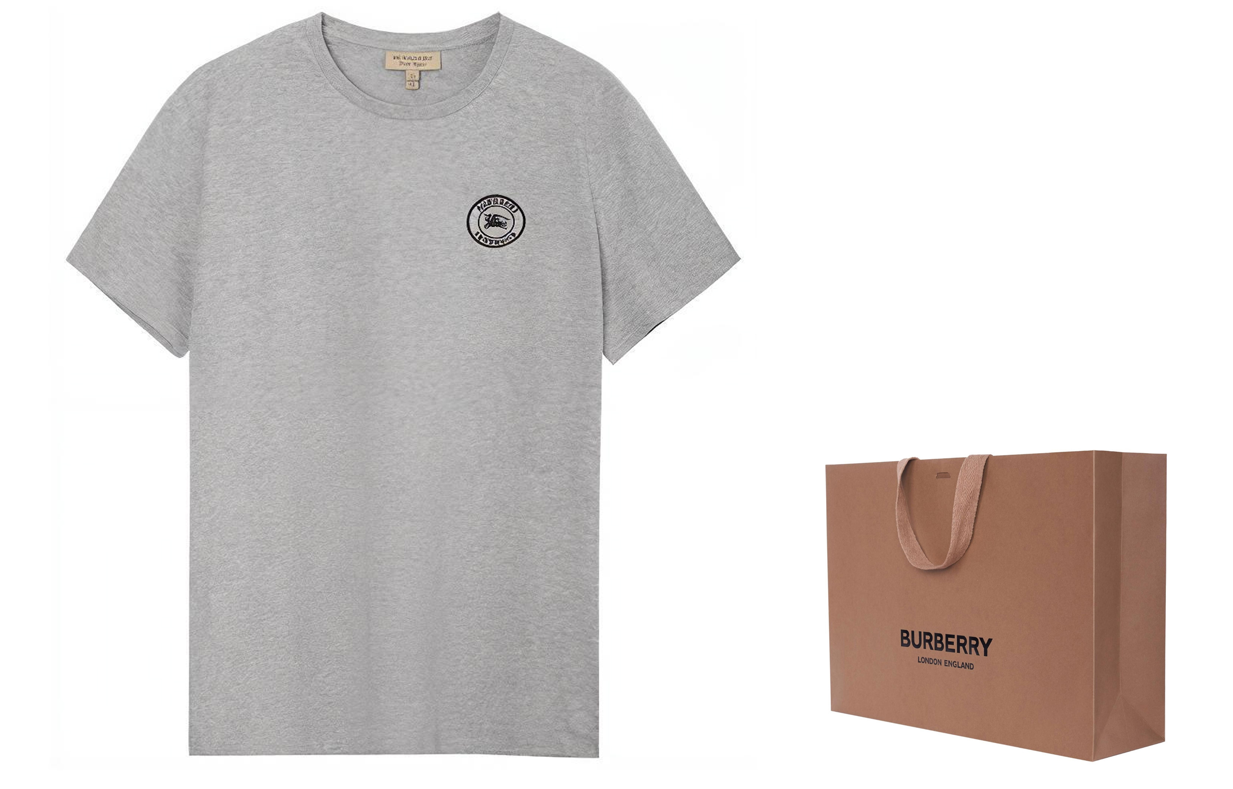 Shop Burberry 灰色極簡標誌圓領T恤 80040551