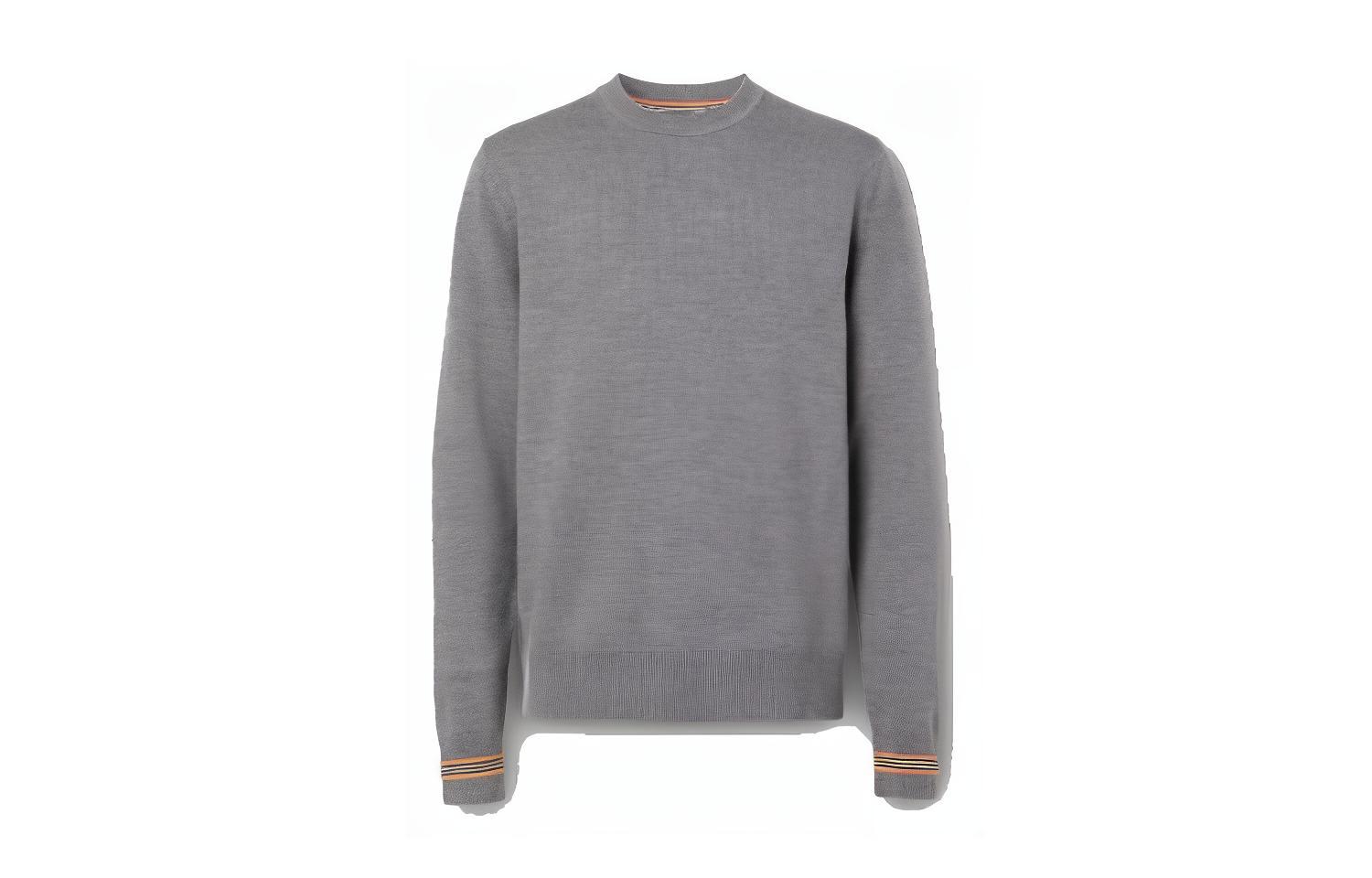 Burberry Grey Striped Crewneck Sweater Men 80332031